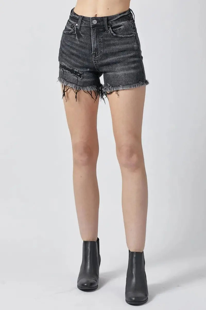 RISEN Raw Hem Denim Shorts with Pockets for Women - Love Salve